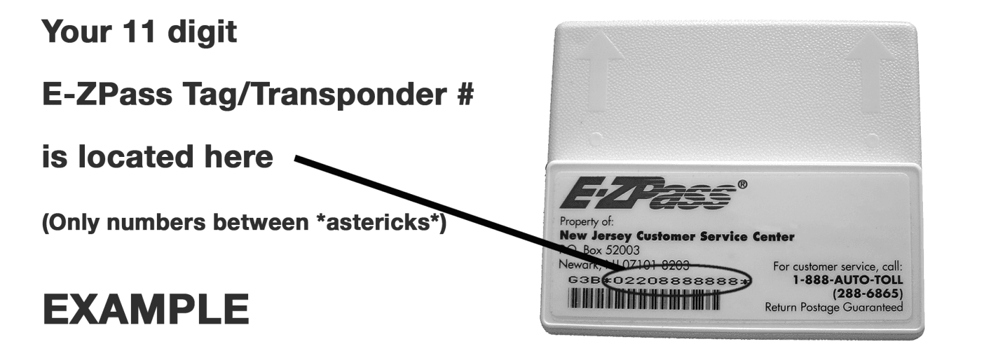 New Jersey E-ZPass transponder example